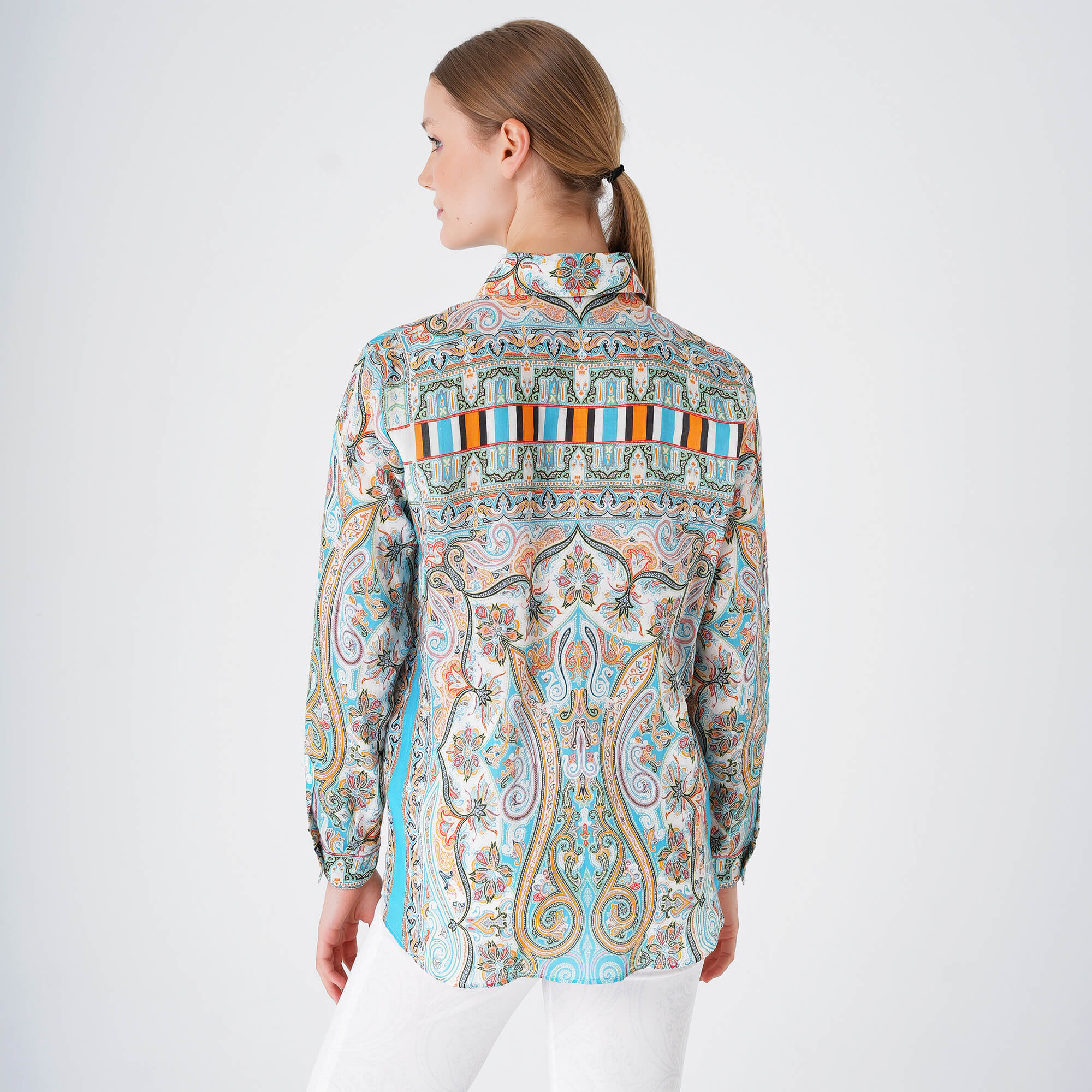 Etro - Baby Blue&Blue Paisley Silk Shirt